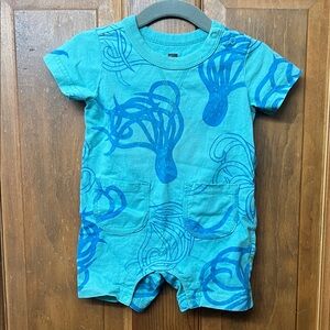 Tea Collection Blue Octopus Snap Romper 6-9M